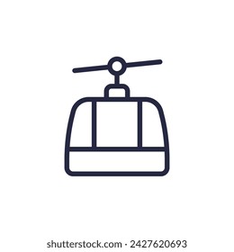 funicular, cable car line icon on white