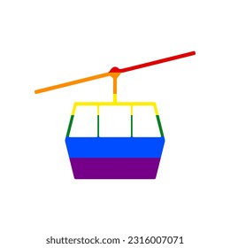 Funicular, Cable car sign. Rainbow gay LGBT rights colored Icon at white Background. Illustration.