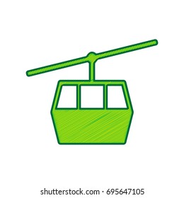 Funicular, Cable car sign. Vector. Lemon scribble icon on white background. Isolated