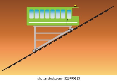 Funicular or cliff railway  Vector Illustration