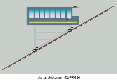 Funicular or cliff railway  Vector Illustration