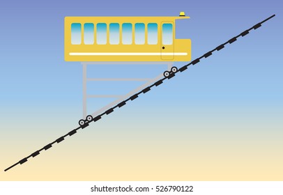 Funicular or cliff railway  Vector Illustration