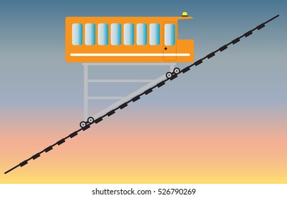 Funicular or cliff railway  Vector Illustration