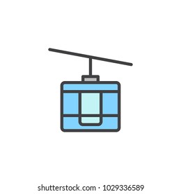 Funicular filled outline icon, line vector sign, linear colorful pictogram isolated on white. Cable car symbol, logo illustration. Pixel perfect vector graphics