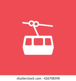 Funicular Flat Icon On Red Background