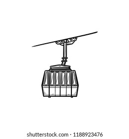 Funicular hand drawn outline doodle icon. Cableway and ski cable lift, winter sport and mountains concept. Vector sketch illustration for print, web, mobile and infographics on white background.