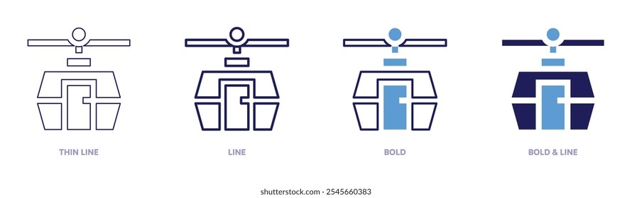 Funicular icon in 4 different styles. Thin Line, Line, Bold, and Bold Line. Duotone style. Editable stroke.