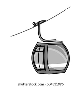 Funicular icon in monochrome style isolated on white background. Ski resort symbol stock vector illustration.