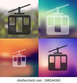 funicular icon on blurred background