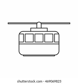 Funicular icon in outline style isolated on white background. Transportation symbol vector illustration
