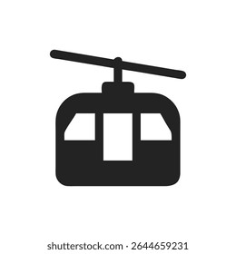 Silueta de icono funicular. Logotipo de Vector de un teleférico . Ilustración vista lateral aislada sobre fondo blanco.