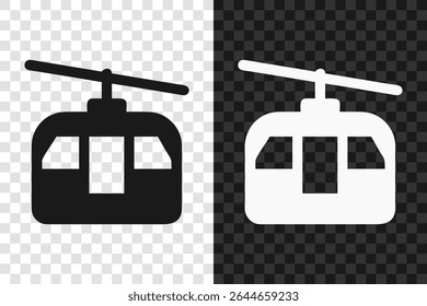 Funicular icon silhouette. Vector logo of a cableway. Illustration side view isolated on transparent background.