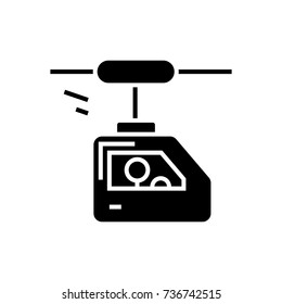funicular icon, vector illustration, black sign on isolated background