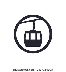 icono funicular, signo de vector en blanco