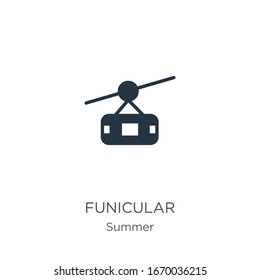 Vector de icono funicular. Icono de funicular plano de moda de la colección de verano aislado en fondo blanco. La ilustración vectorial se puede utilizar para diseño gráfico web y móvil, logotipo, eps10