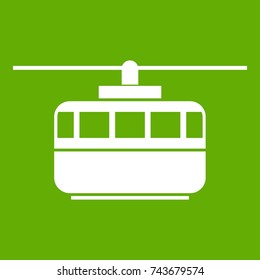 Funicular icon white isolated on green background. Vector illustration