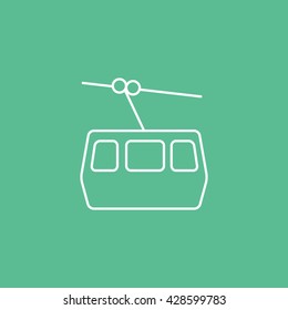 Funicular Line Icon On Green Background