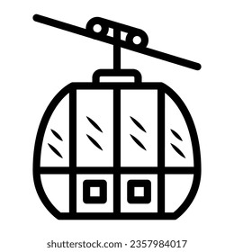 Funicular line icon, World snow day concept, Ski cable lift sign on white background, Funicular wagon icon in outline style for mobile concept and web design. Vector graphics