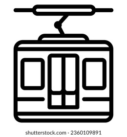 Icono de línea de funicular, concepto del día de snowboard mundial, símbolo del elevador de cable de esquí sobre fondo blanco, icono de cabina de esquí en estilo de contorno para el concepto móvil y diseño web. Gráficos vectoriales