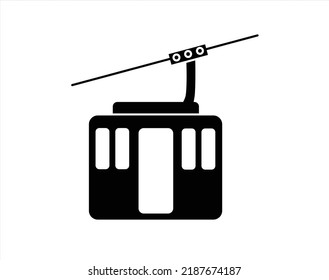 Funicular outline vector icon. Cable car monochrome illustration in outline design. Ideal for website, applications, labels and logo creating. Ski lift silhouette.