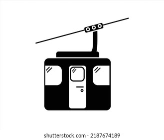 Funicular outline vector icon. Cable car monochrome illustration in outline design. Ideal for website, applications, labels and logo creating. Ski lift silhouette.