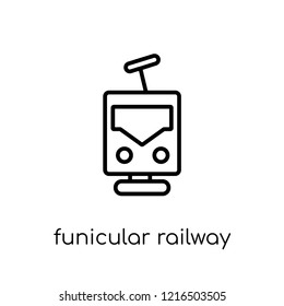 funicular railway icon. Trendy modern flat linear vector funicular railway icon on white background from thin line Transportation collection, outline vector illustration