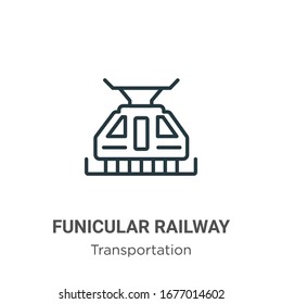 Icono vectorial del contorno del tren funicular. Icono del funicular negro de línea delgada, ilustración de elemento simple vector plano del concepto de transporte editable trazo aislado sobre fondo blanco