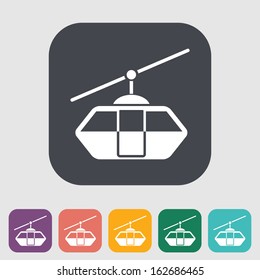 Funicular railway. Single flat icon on the button. Vector illustration.