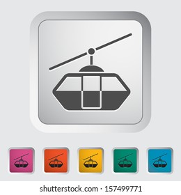 Funicular railway. Single icon on the button. Vector illustration.