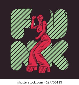 Funk Girl Dancing Poster In Vintage Red And Green Colors