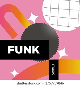 Funk Music Playlist. Vector, Cover Playlist, Thumbnail Design.