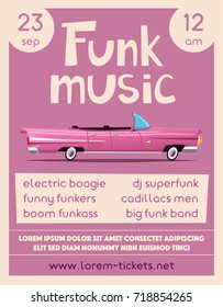 Funk music poster. Cartoon vector illustration
