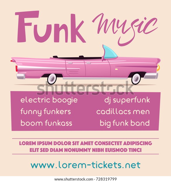 Funk music\
poster. Cartoon vector\
illustration