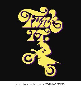 funk it pixel. Mood of 90's aesthetics. 8-bit retro style vector illustration. black background.  