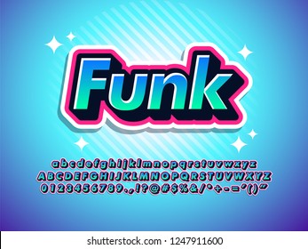 Funk Sticker Text Effect Cool Modern Font Effect For Digital And Print Poster Design, Youth Outline Layered Typography.