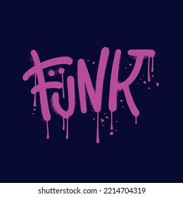 Funk - typographic illustration in urban graffiti style, lettering logo. textured hand drawn vector illustration for poster, t-shirt or stickers