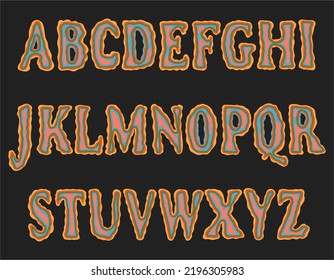 A funky, 1960s psychedelic boho style funky floating groovy typeface. Ideal for posters, collages, clothing, music albums and more.