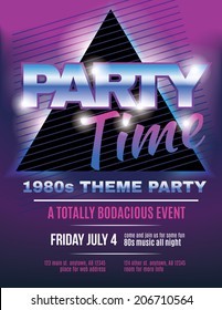 Funky 1980s Theme Party Flyer Template Invitation