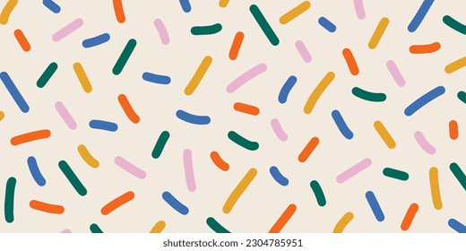 Funky abstract background with colorful confetti or sugar sprinkles. Multi colored festive backdrop. Pop art style textures. Vector design layout for banners presentations, flyers, posters.