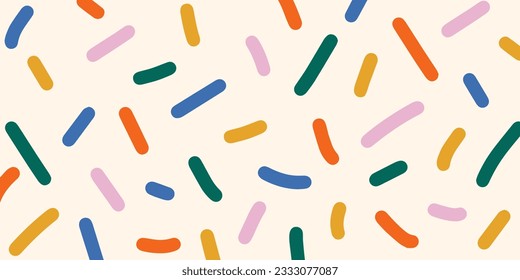 Funky abstract background with colorful confetti or sugar sprinkles. Playful festive backdrop. Pop art style textures. Vector design layout for banner presentations, flyers, posters, branding