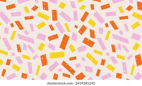 Funky abstract background with colorful confetti. Multi colored festive backdrop in pink, yellow and orange colors. Pop art style textures. Vector design layout for banners, flyers, posters