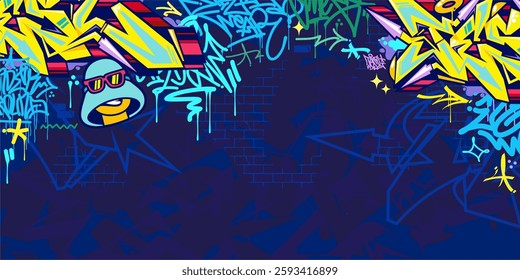 Funky Abstract Colorful Urban Street Art Graffiti Style Vector Illustration Background Template