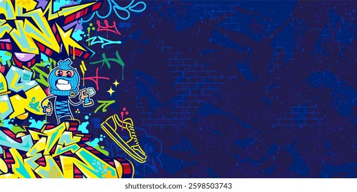 Funky Abstract Colorful Urban Street Art Graffiti Style Vector Illustration Background Template