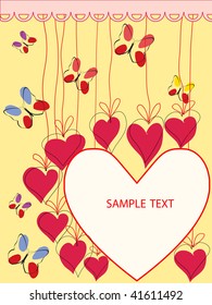 funky abstract postcard with hearts