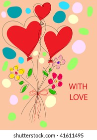funky abstract postcard with hearts