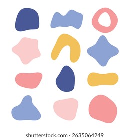 Funky abstract shapes and icons drawn. handraw abstract shape. Retro style colored geometric shapes. Playful Cute Childish Drawing. Cartoon Vector Illustration