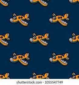 Funky airplane seamless pattern. Original design for print or digital media.