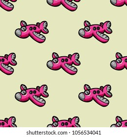 Funky airplane seamless pattern. Original design for print or digital media.