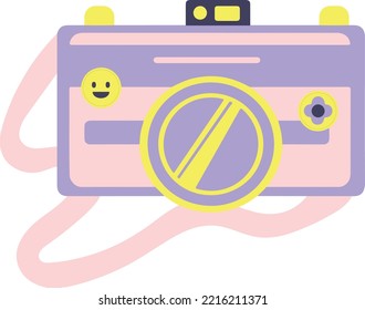 Funky analog camera retro items illustration 