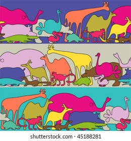 Funky animals - seamless vector pattern